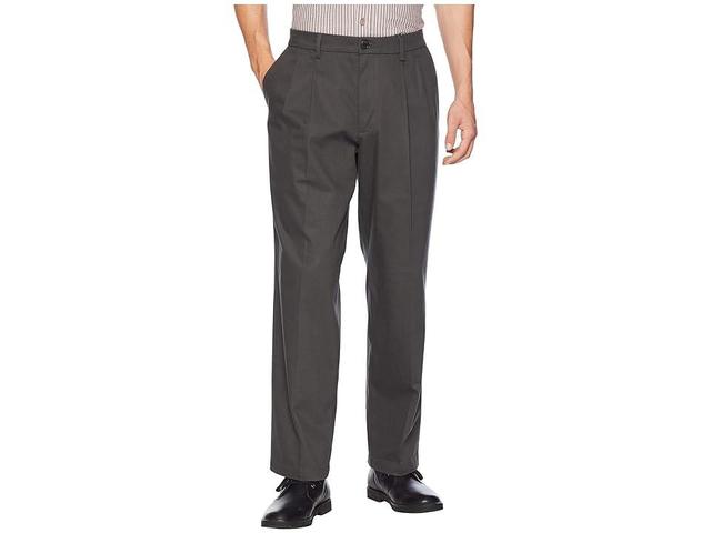 Dockers Relaxed Fit Signature Khaki Lux Cotton Stretch Pants D4 - Pleated (Steelhead) Men's Casual Pants Product Image