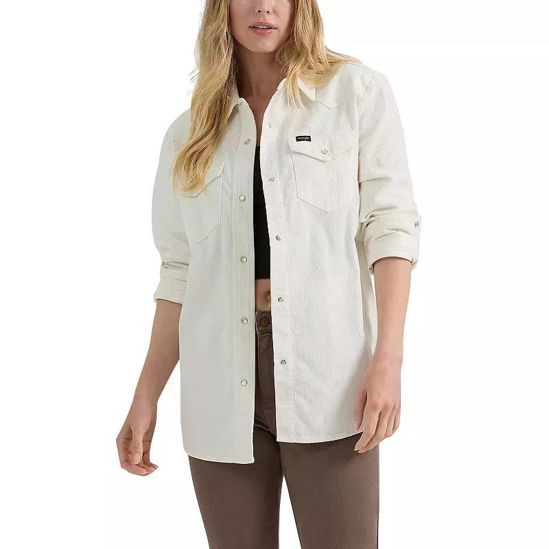 Womens Wrangler Boyfriend Shirt Brown Corduroy Product Image