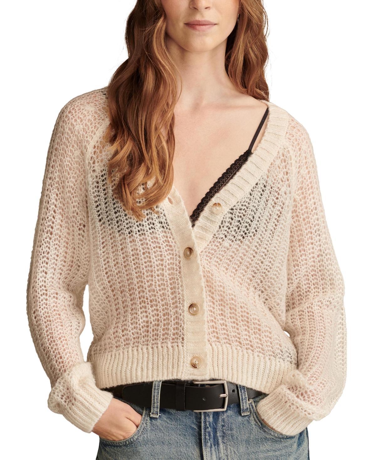 Lucky Brand Half Stitch Cardi (Tofu) Women's Clothing product image