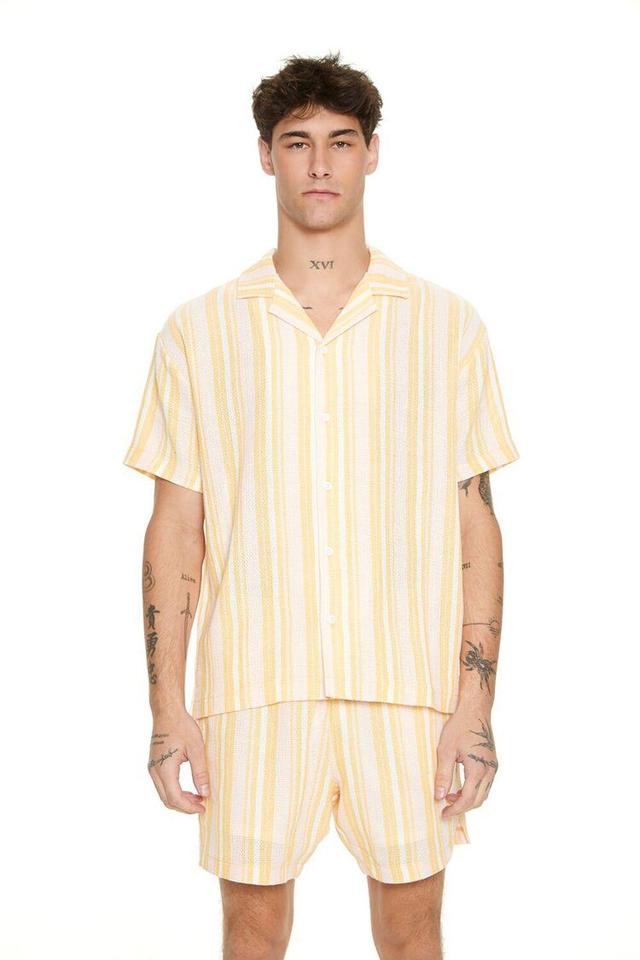 Striped Cuban-Collar Shirt | Forever 21 Product Image