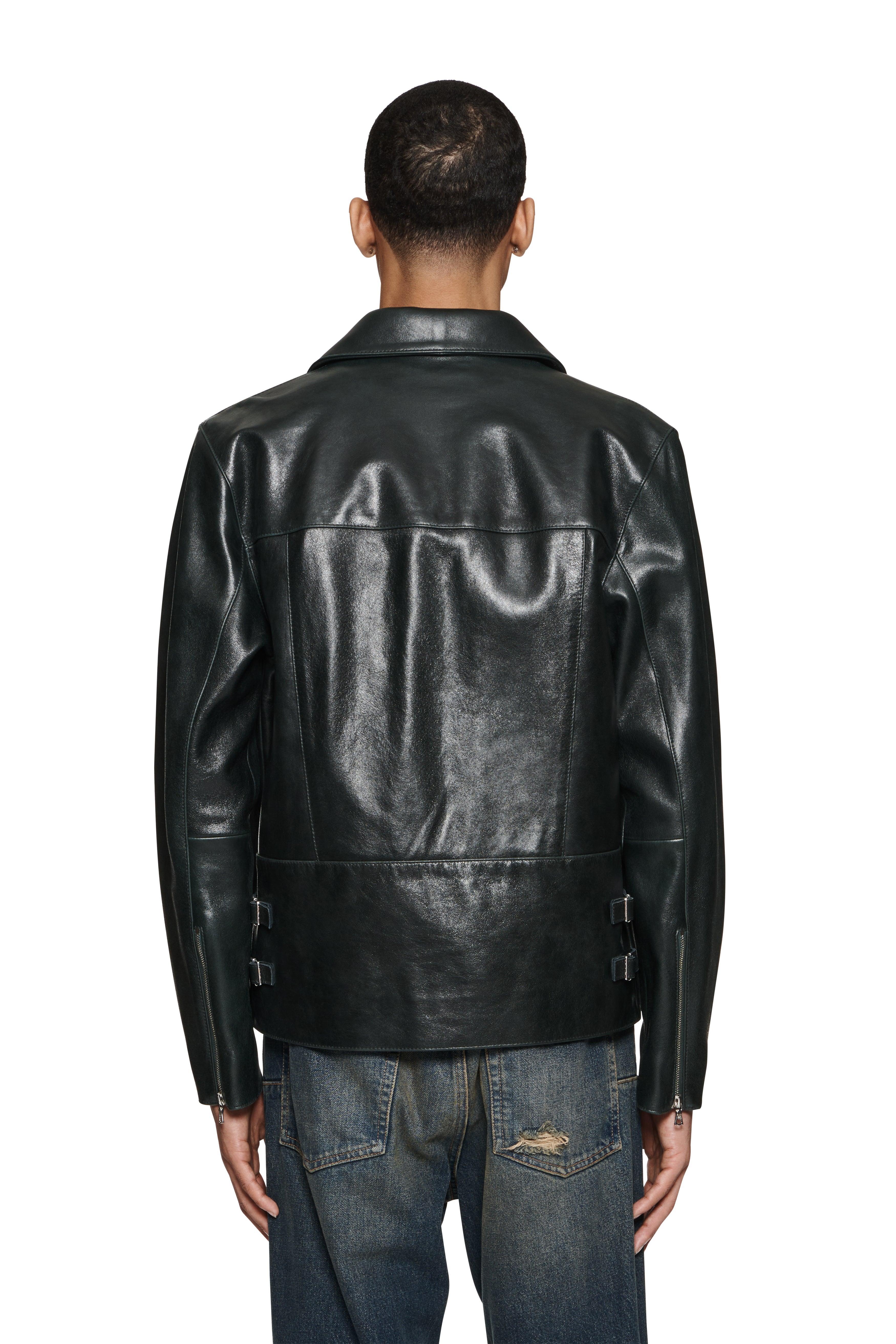 Leather Front Zip Jacket Male Product Image