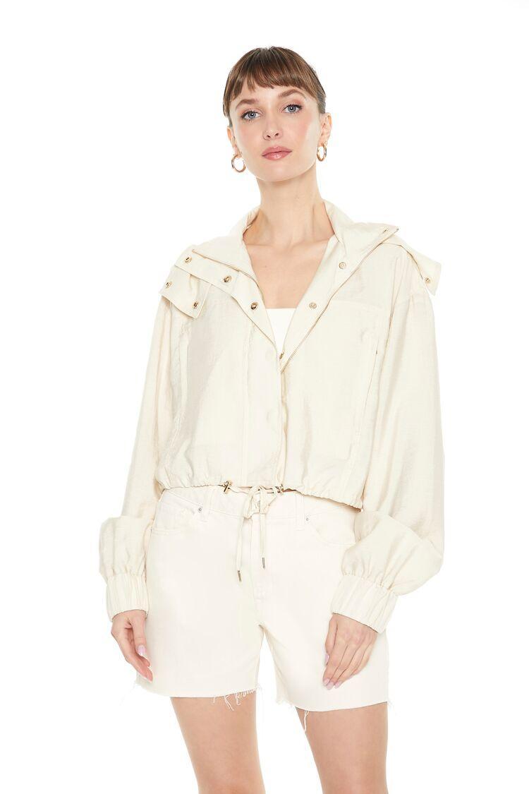 Hooded Cropped Snap-Button Jacket | Forever 21 Product Image