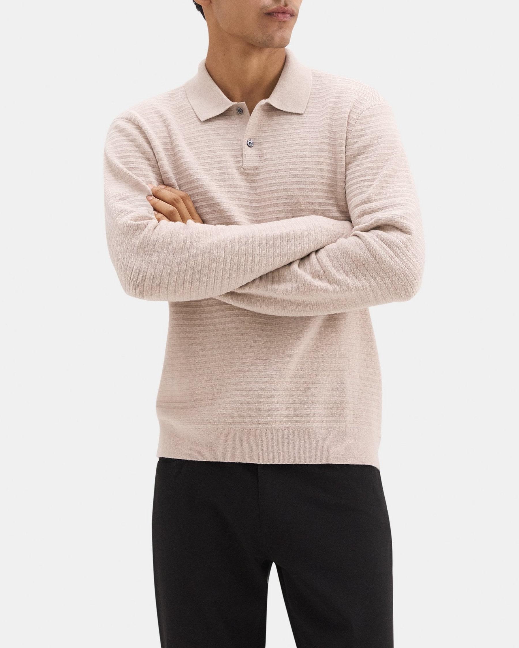 Long-Sleeve Polo Sweater in Cotton-Cashmere Product Image