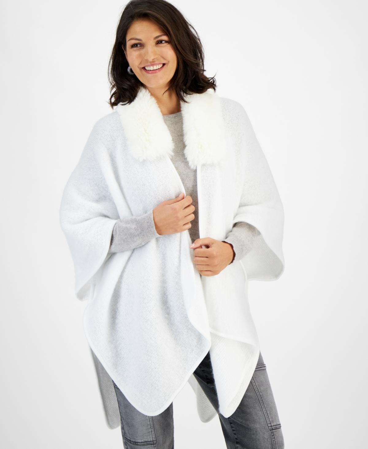 I.n.c. International Concepts Womens Faux-Fur-Collar Topper Wrap, Created for Macys Product Image