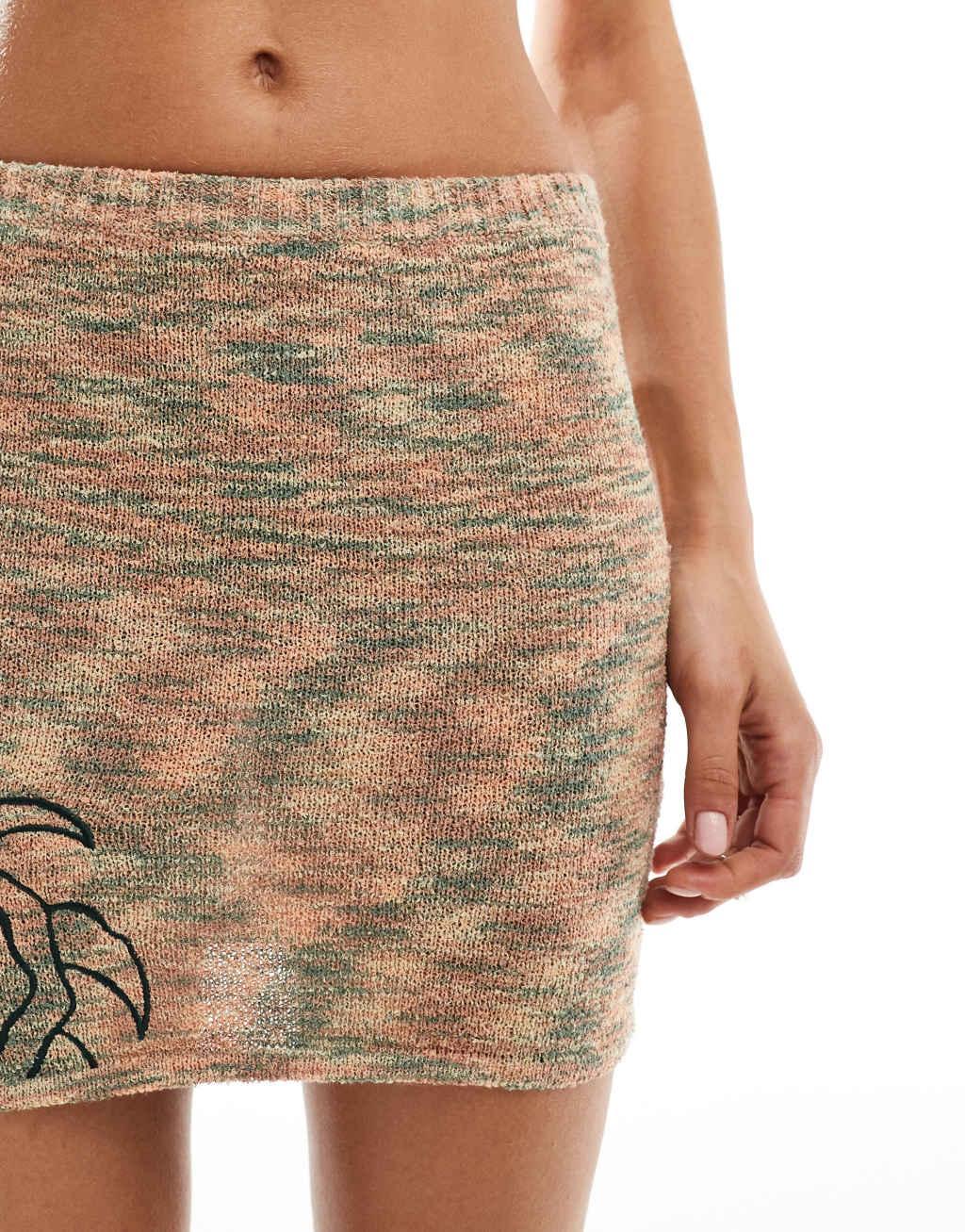 COLLUSION space dye knitted skirt with embroidery in multi - part of a set Product Image