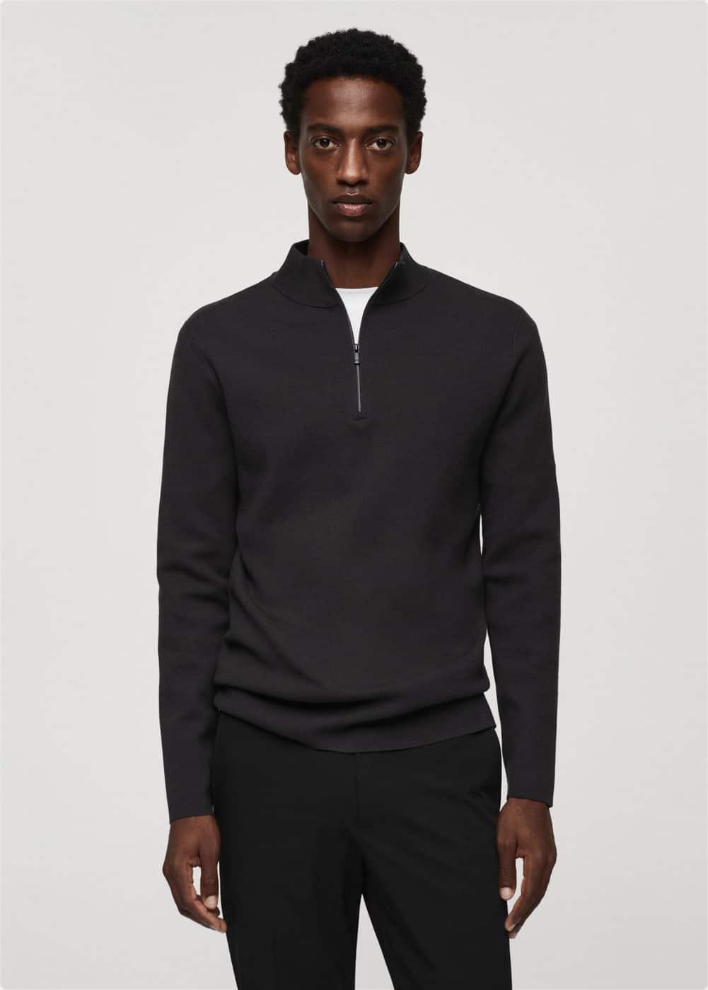 MANGO MAN - Zipped high collar sweater dark greyMen Product Image