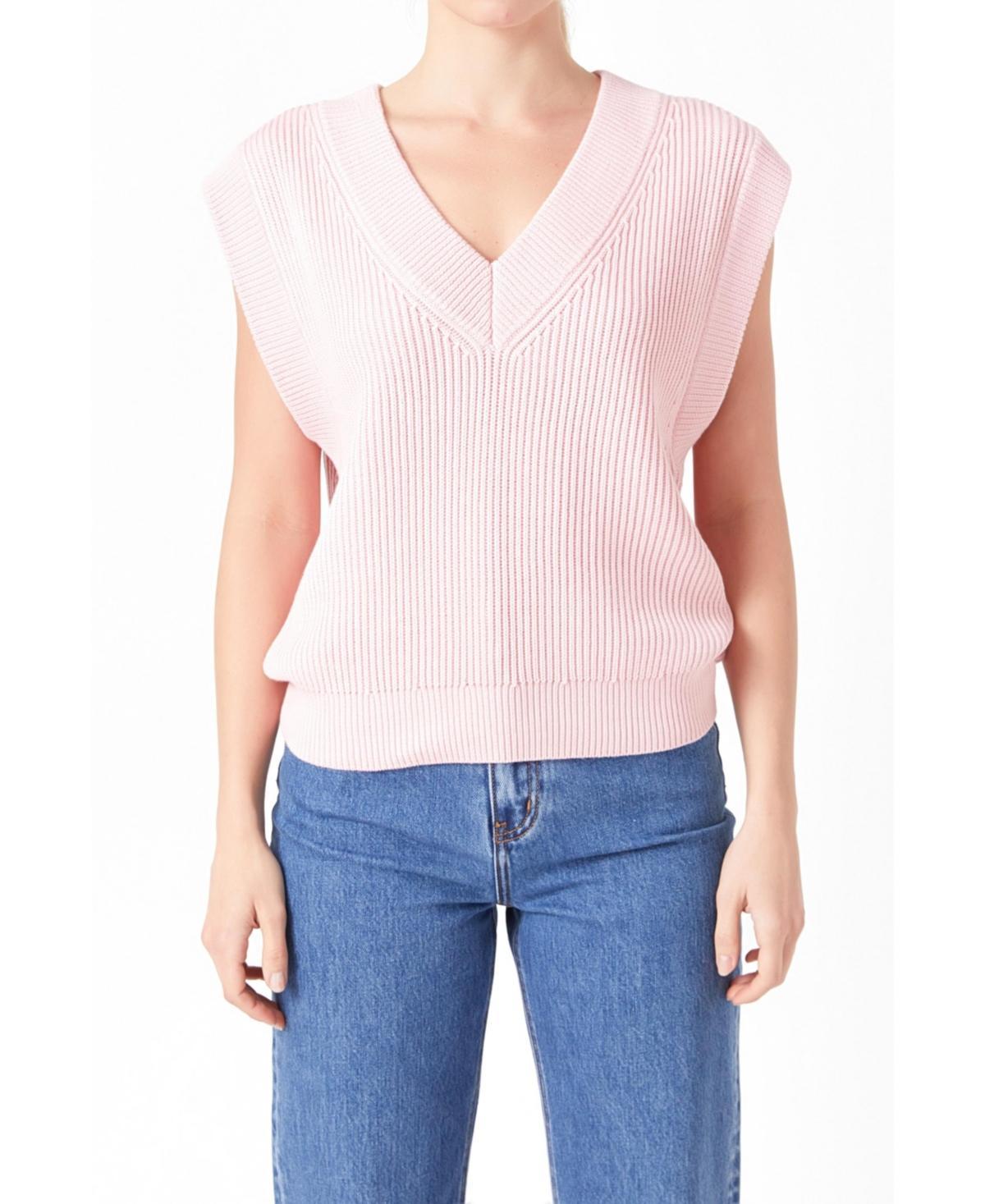 Womens V-neck Knit Sweater Vest Product Image