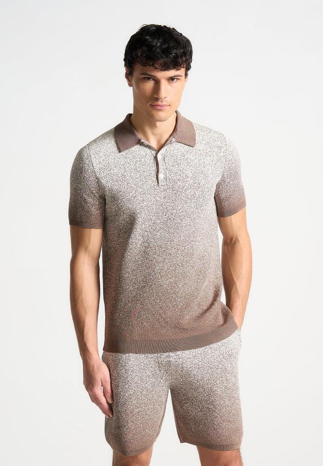 Ombré Knit Polo Top - Taupe/White Male Product Image