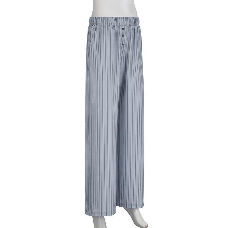 Elastic Waist Striped Wide Leg Pants Product Image