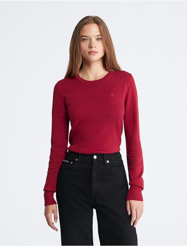 Calvin Klein Womens Smooth Cotton Sweater - Red - M Product Image