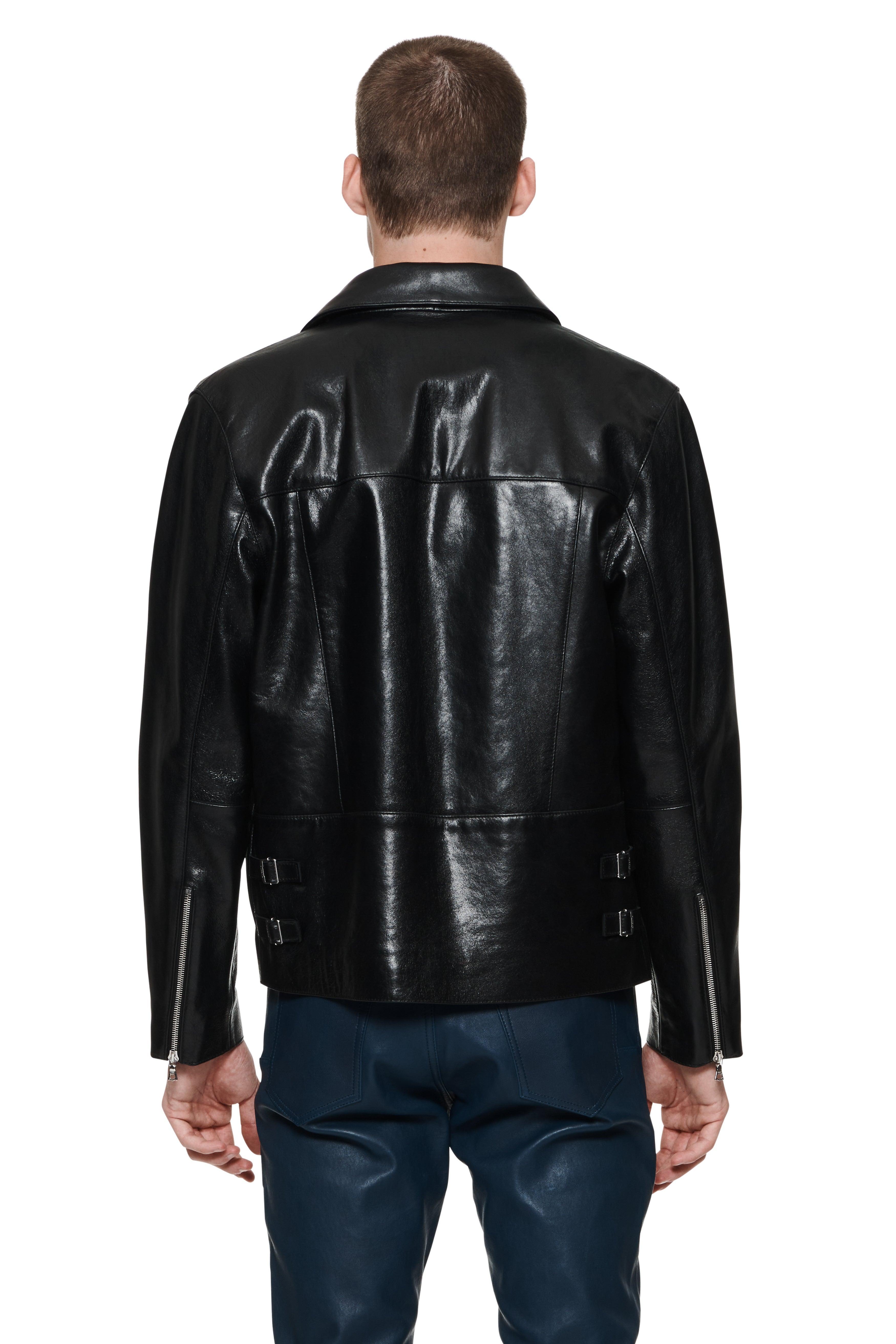 Leather Front Zip Jacket Male Product Image