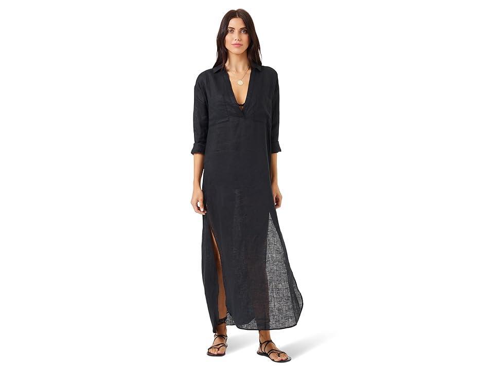 L Space Capistrano Long Sleeve Linen Cover-Up Tunic Dress Product Image