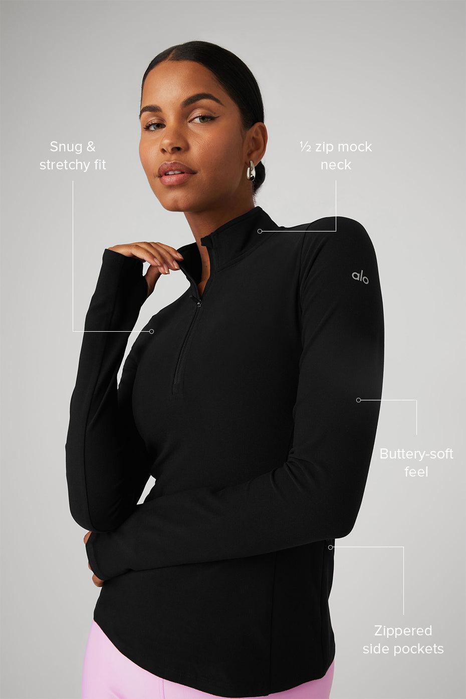 Alosoft 1/2 Zip Rapid Pullover - Black Female Product Image