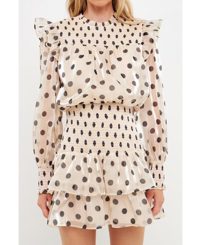 English Factory Womens Dot Printed Mini Dress - Beige Product Image