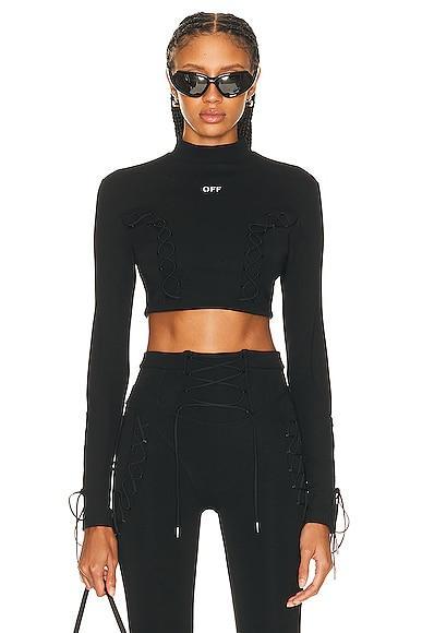 OFF-WHITE Long Sleeve Crop Top Black. (also in XS). Product Image