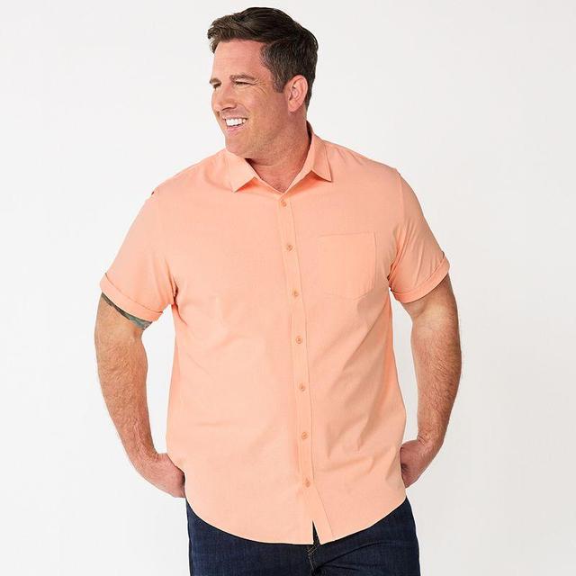 Mens Big & Tall Apt. 9 Slim-Fit Athleisure Untucked Tech Button-Down Shirt Lt Orange Product Image