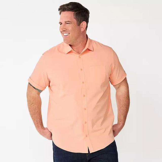 Big & Tall Apt. 9 Slim-Fit Athleisure Untucked Tech Button-Down Shirt, Mens Pink Product Image