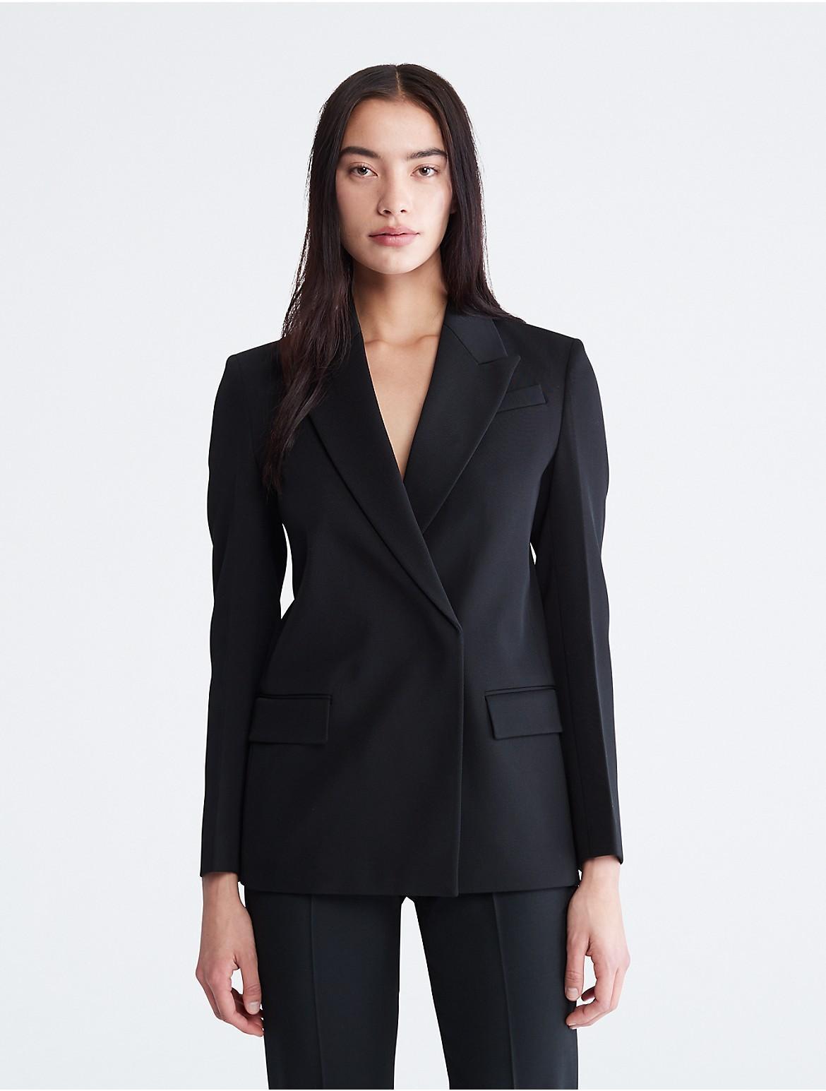 Calvin Klein Womens Wool Twill Blazer - Black - XL Product Image