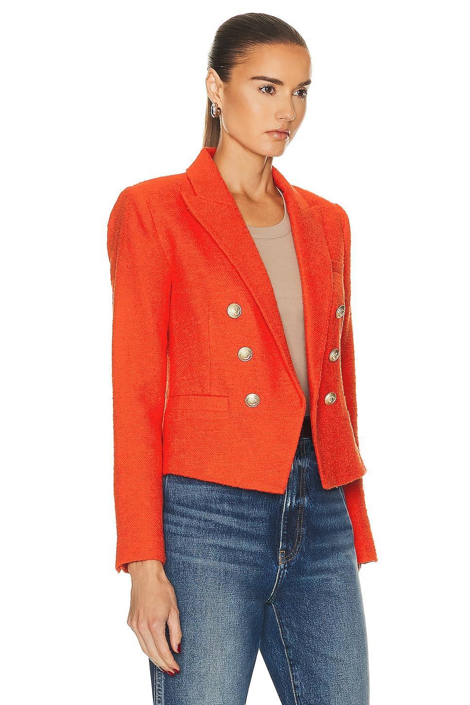 LAGENCE Brooke Double Breasted Crop Cotton Blend Blazer Product Image