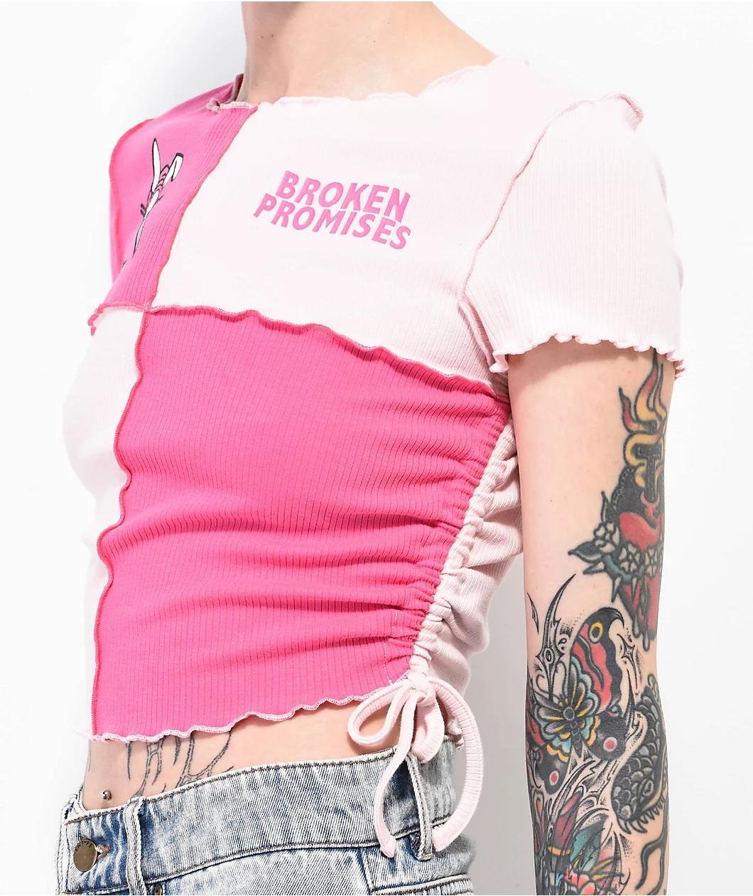 Broken Promises x Happy Bunny Reaper Colorblock Crop Top Product Image