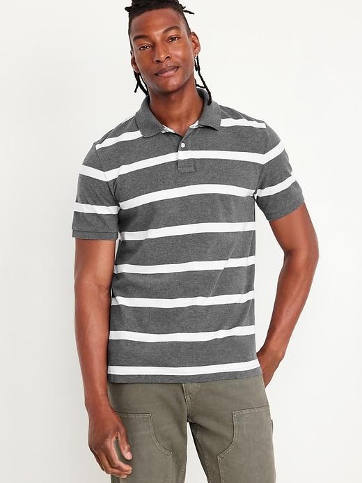 Classic Fit Striped Pique Polo Product Image