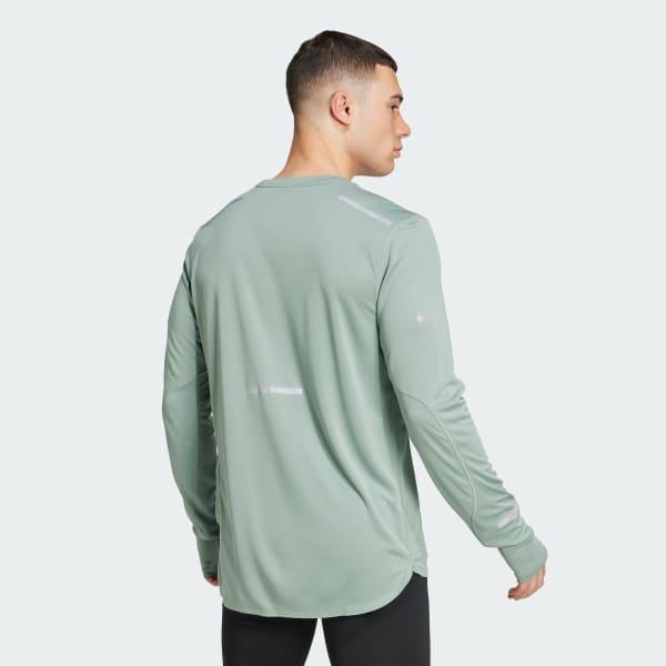 adidas Ultimate Running Reflective Long Sleeve Tee Silver Green S Mens Product Image