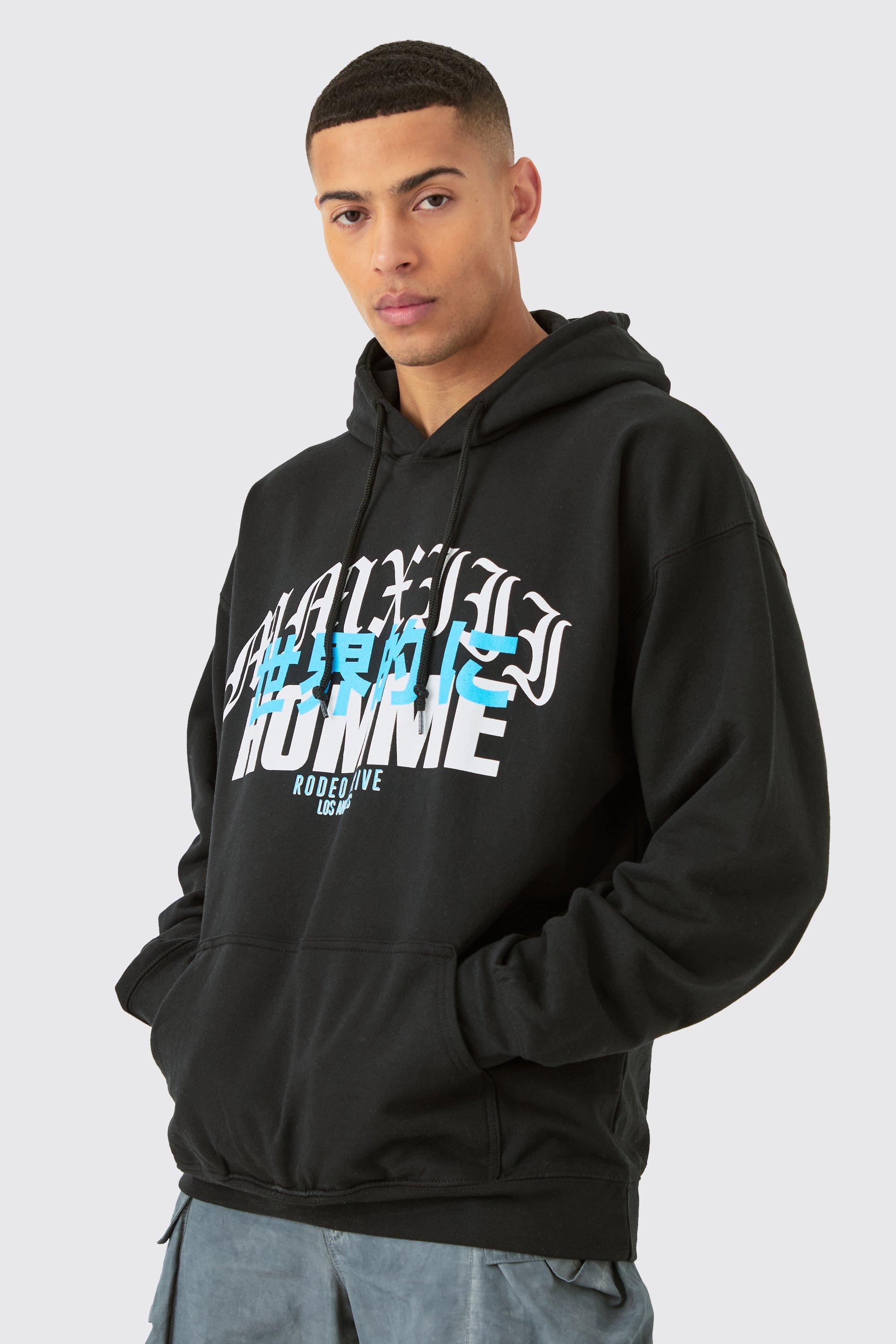 Oversized Homme Graphic Hoodie | boohooMAN USA Product Image