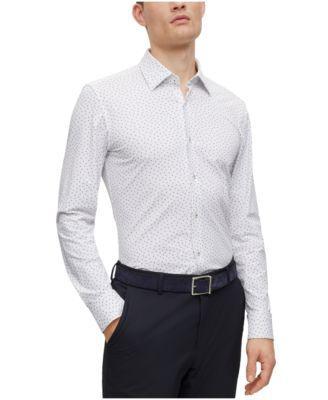 Men's Patterned Performance-Stretch Slim-Fit Dress Shirt Product Image