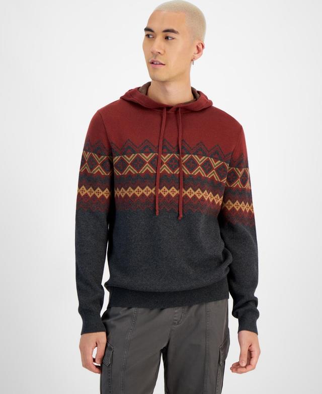 Sun + Stone Mens Fair Isle Pullover Hoodie Sweater, Created for Macys Product Image