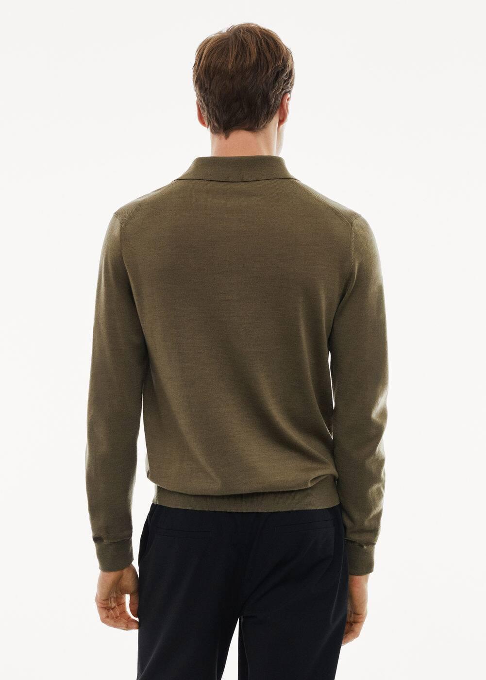 MANGO MAN - 100% merino wool long- sleeved polo shirt greenMen Product Image