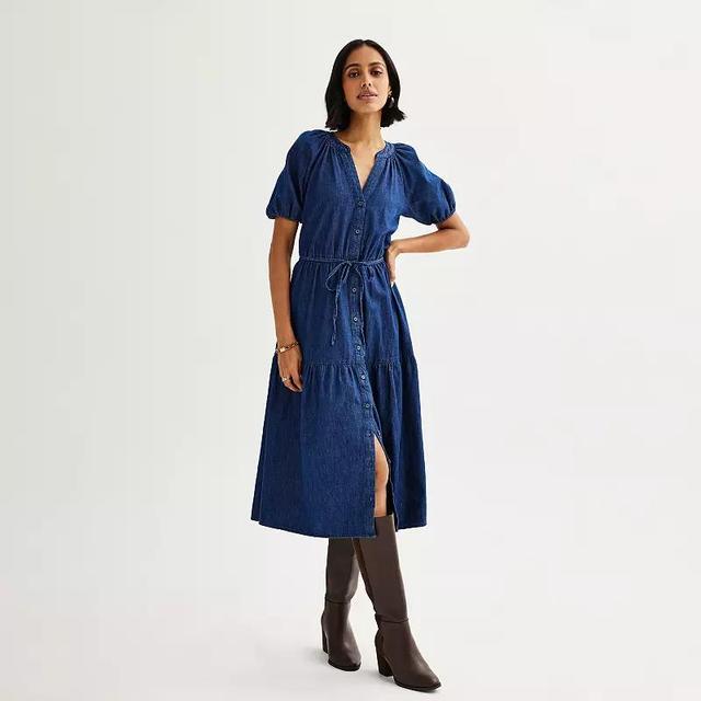 Womens Sonoma Goods For Life Elastic Sleeve Midi Dress Product Image