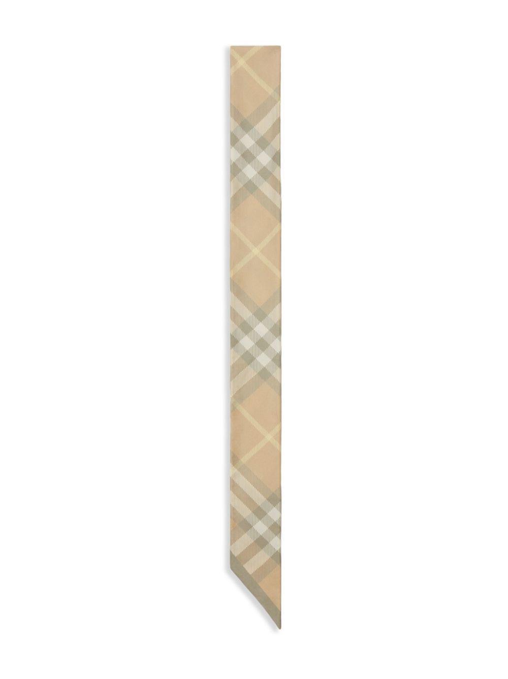 BURBERRY Silk Check Skinny Scarf In Neutrals Product Image