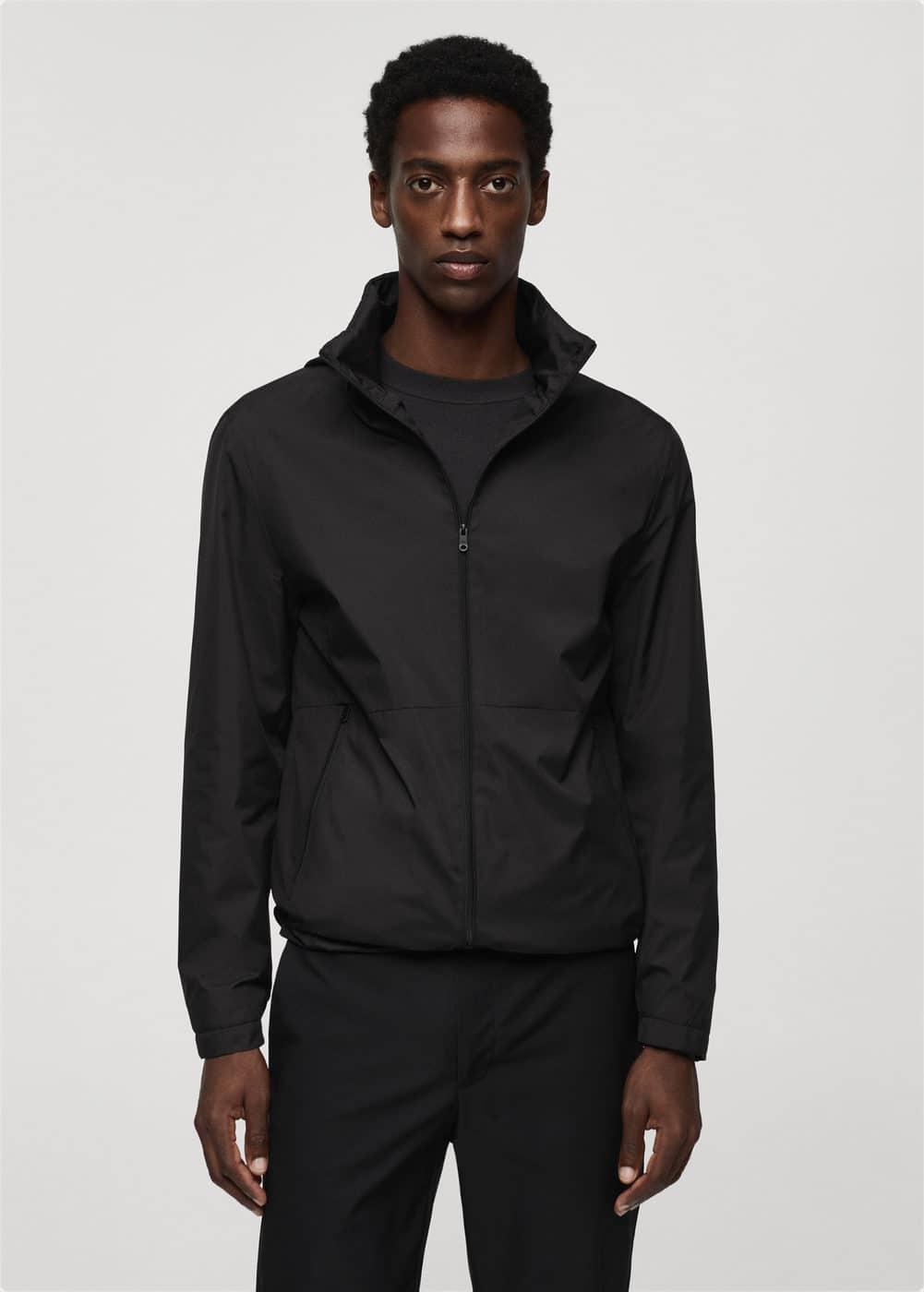 MANGO MAN - Water-repellent jacket with zipper blackMen Product Image