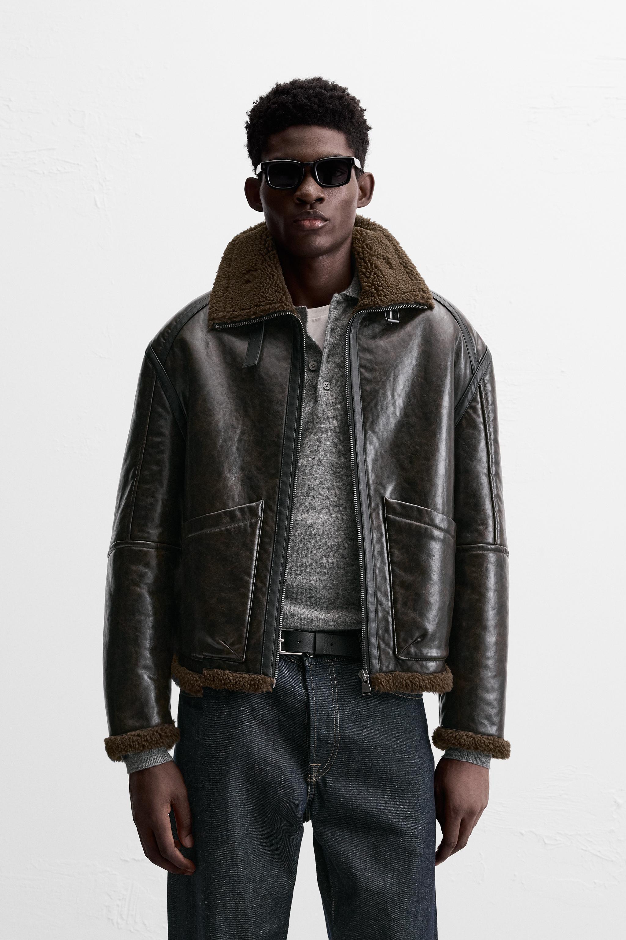 DOUBLE FACED FAUX LEATHER JACKET Product Image