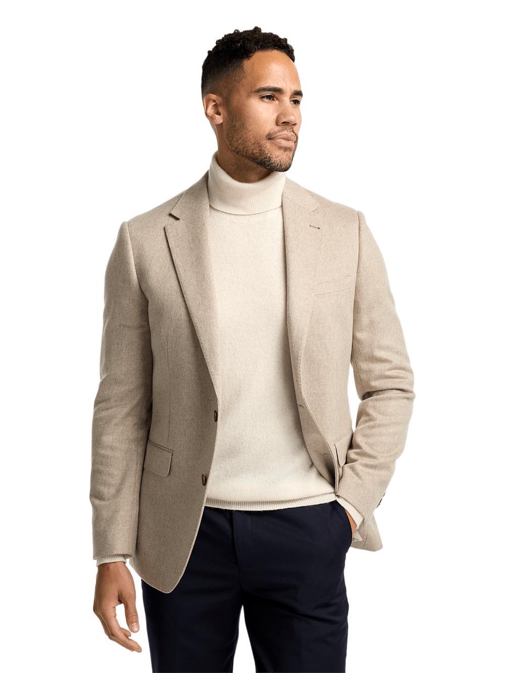 Cashmere Single Breasted Notch Lapel Sport Coat - Oatmeal Product Image