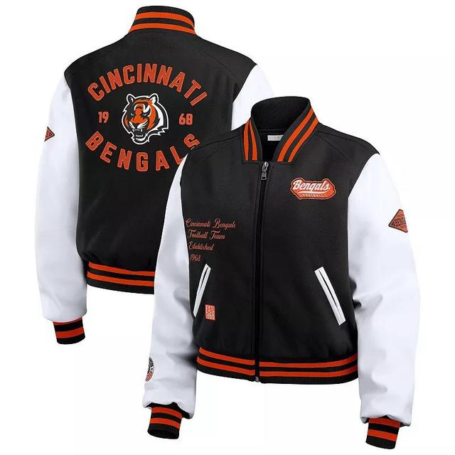 Womens WEAR by Erin Andrews /White Cincinnati Bengals Varsity Full-Zip Jacket Product Image