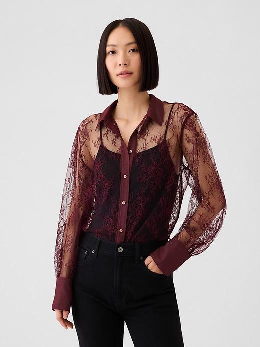 Sheer Lace Classic Shirt Product Image