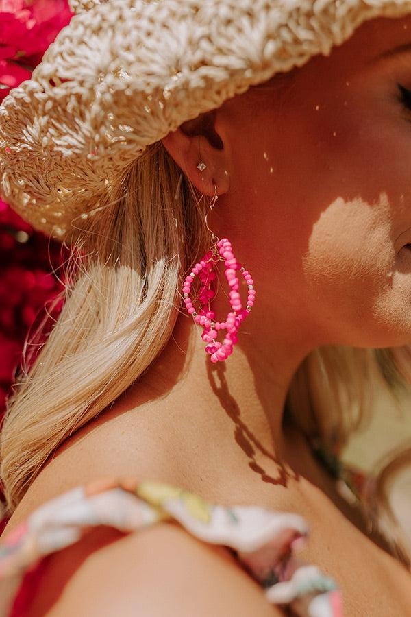 Sweet Darling Beaded Earrings In Hot Pink Product Image