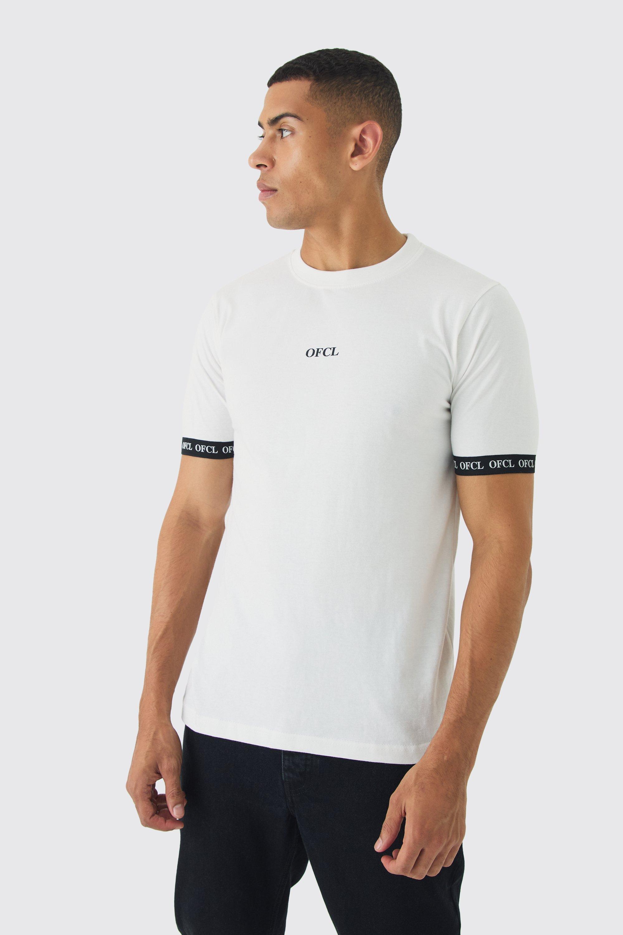 Slim OFCL Tape T-shirt | boohooMAN USA Product Image