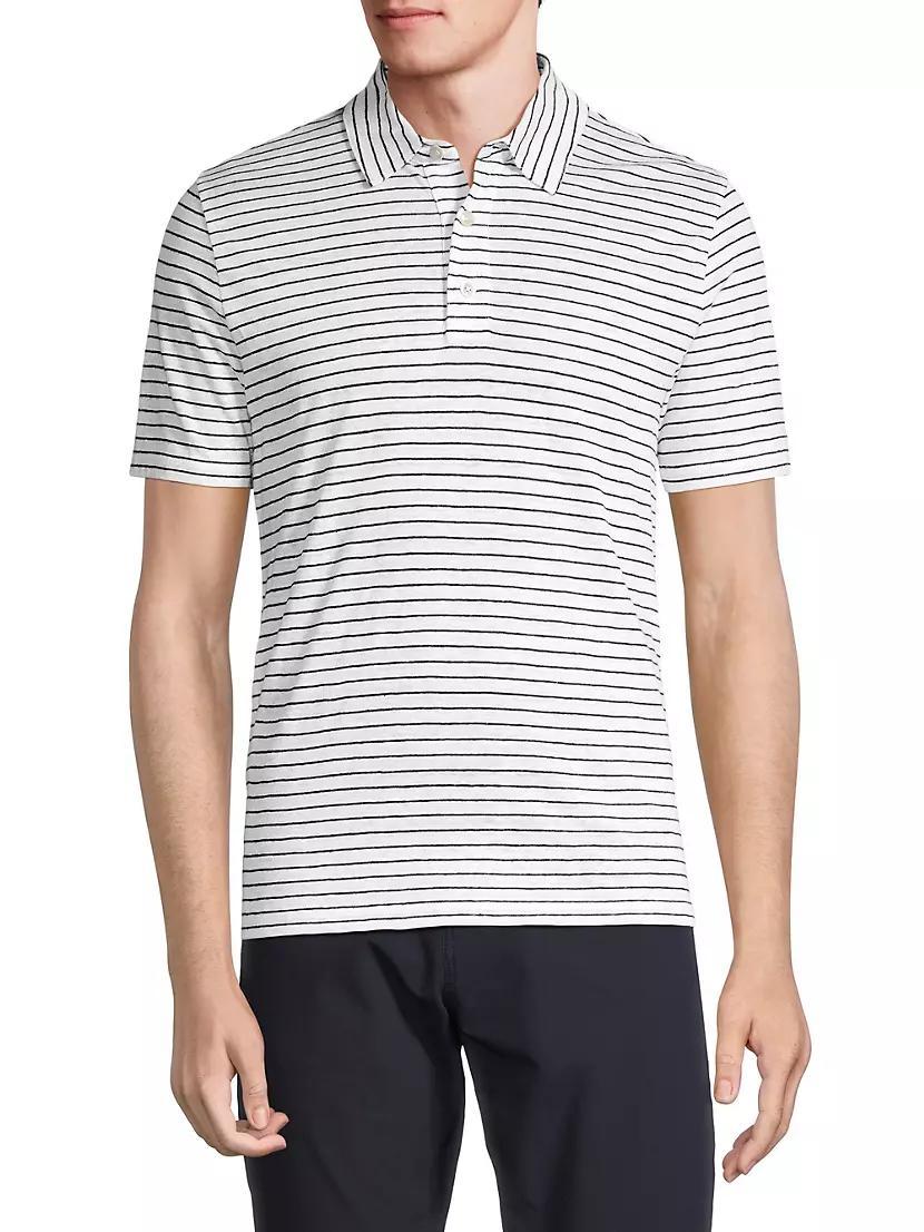 Striped Linen Polo Shirt Product Image