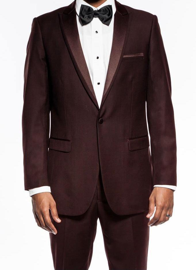 (38L, 40R, 42S, 44R, 44S, 48L) Brown Slim Fit 2 Piece Tuxedo With Satin Peak Lapel Product Image