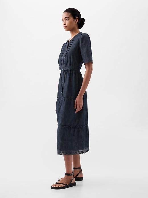 Lace Denim Midi Dress Product Image