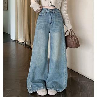 High Rise Washed Wide Leg Jeans Product Image