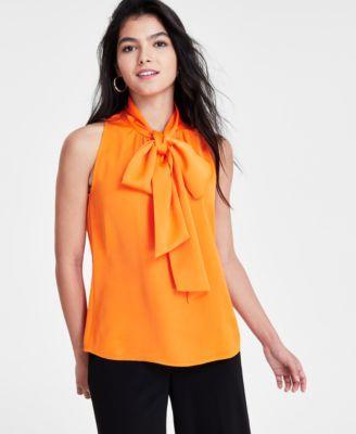 Bar Iii Womens Sleeveless Tie-Neck Blouse, Created for Macys Product Image