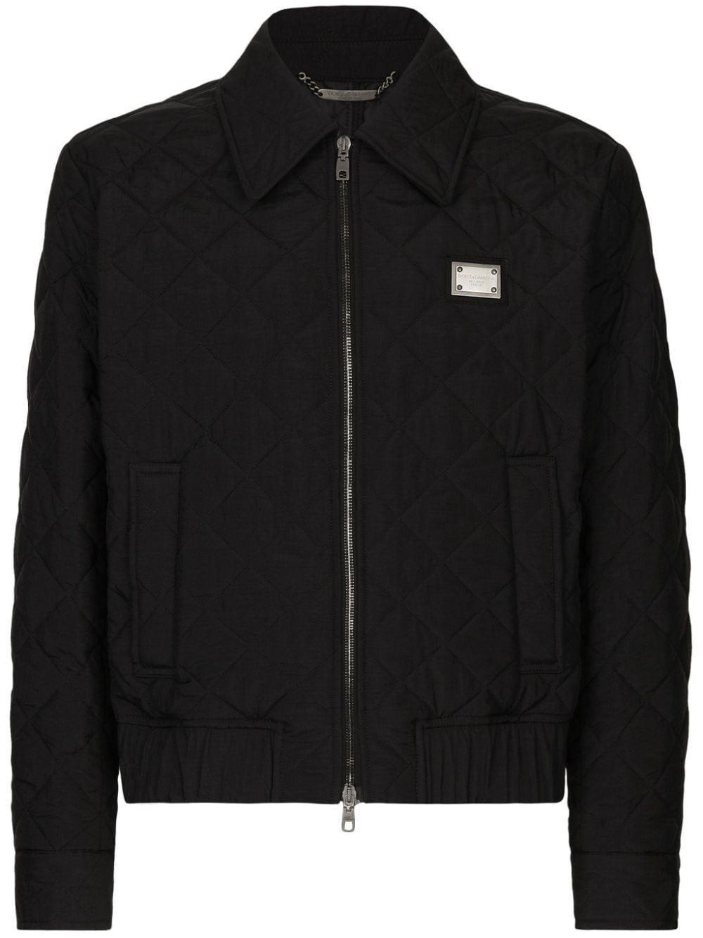 Diamond-quilted Bomber Jacket In Black Product Image