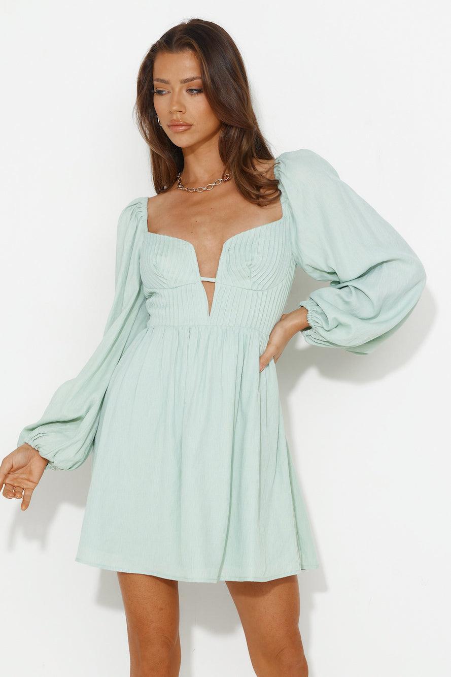 Dress To Express Long Sleeve Mini Dress Sage Product Image