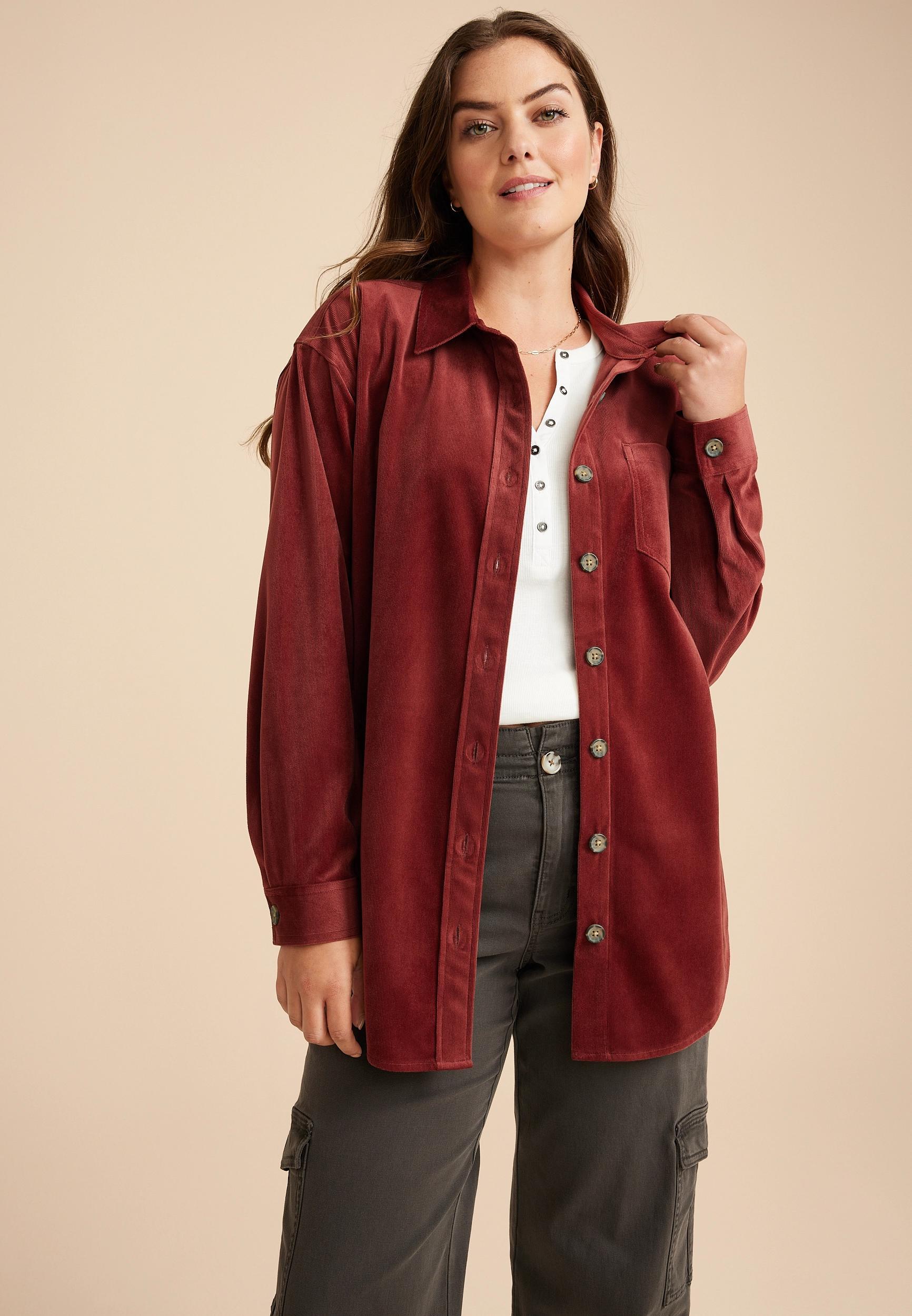 Corduroy Button Down Boyfriend Shirt Product Image