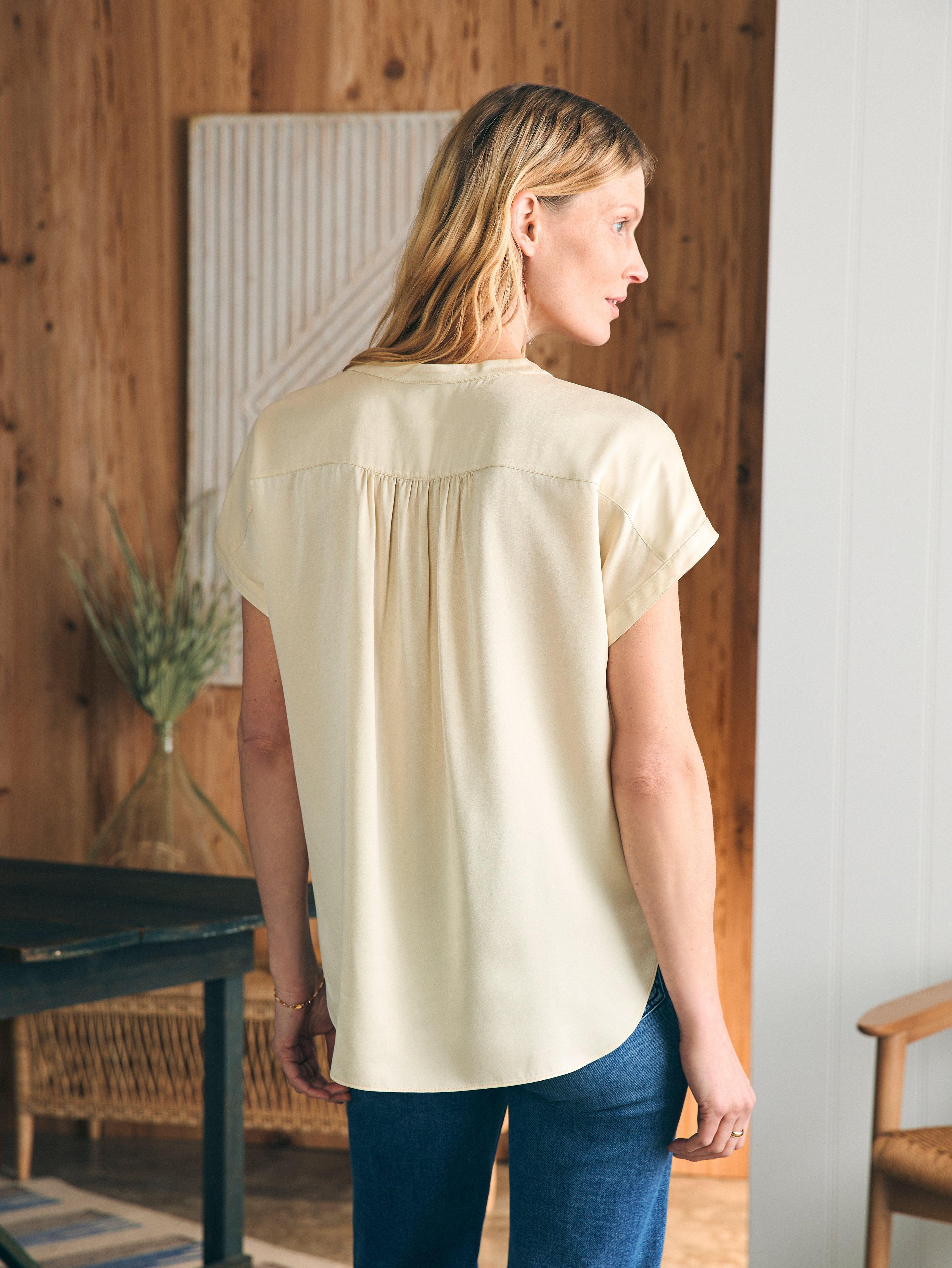 Sandwashed Silk Desmond Top - Pearled Ivory Female Product Image