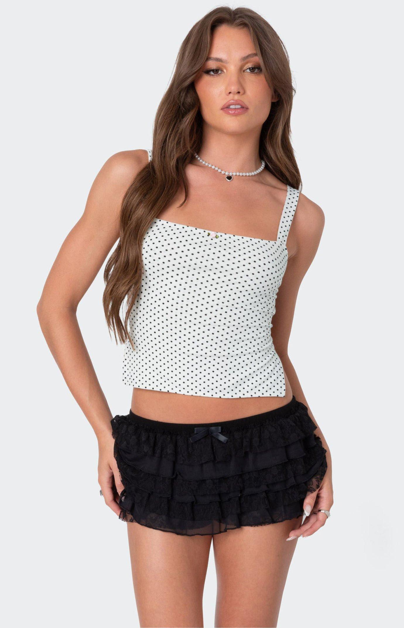 Edikted Women's Kaia Polka Dot Tie Back Top Product Image