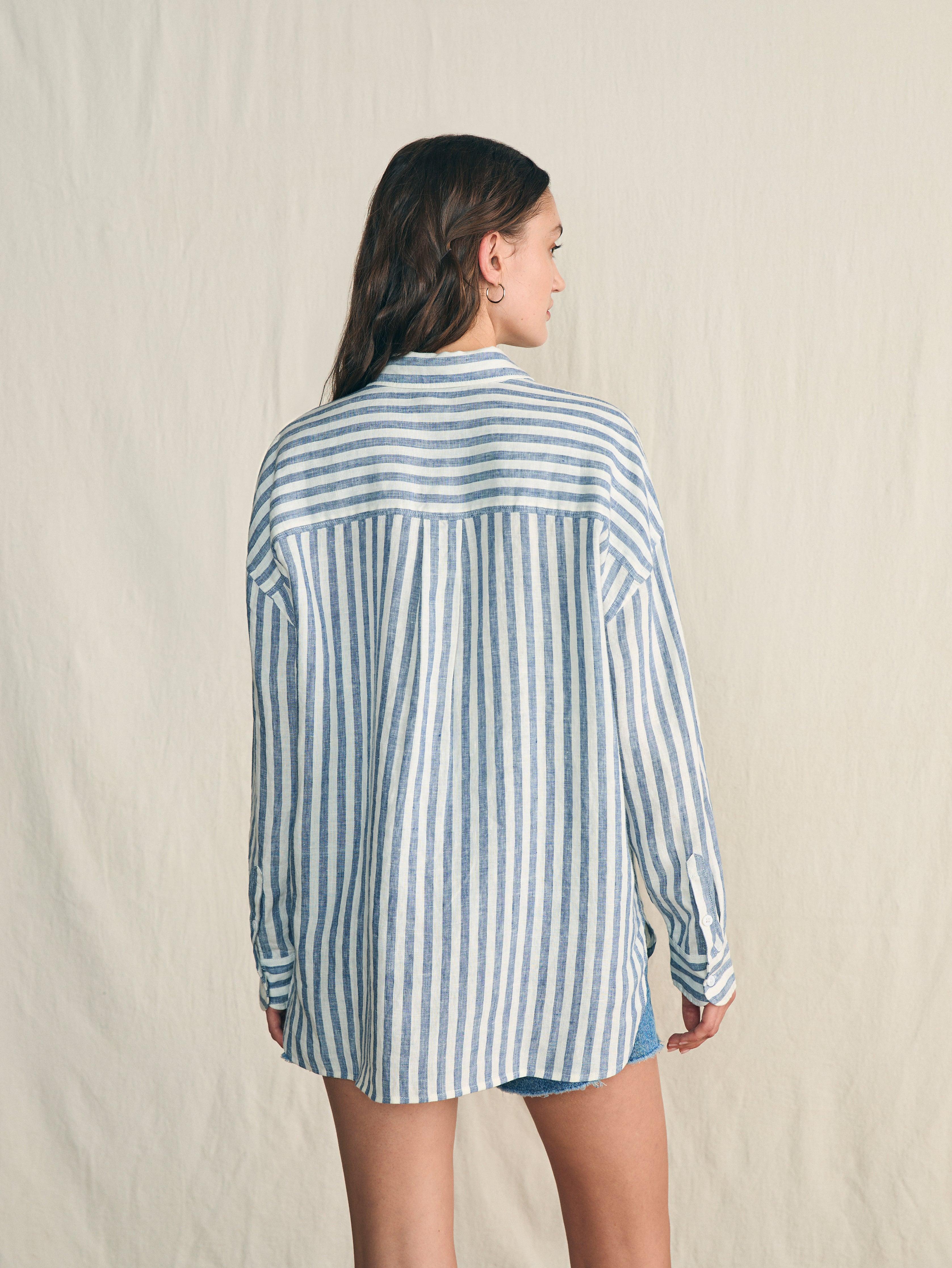 Laguna Linen Relaxed Shirt - Blue Lucy Stripe Female Product Image